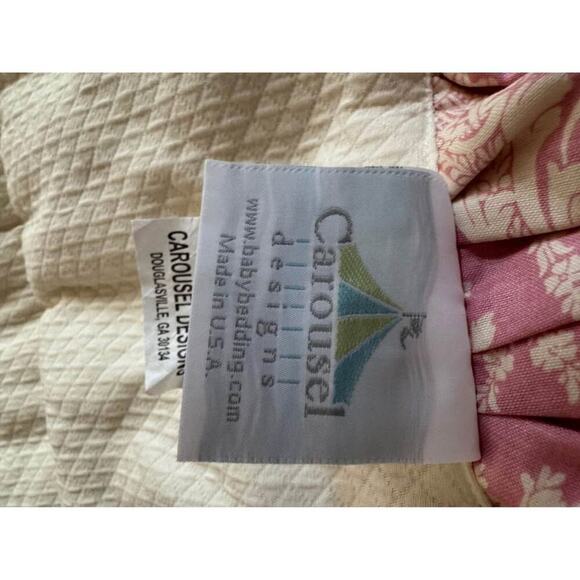 Carousel Design Juliet Pink Cream Toile Shabby Chic Crib Quilt Nursery Comforter - Picture 4 of 6